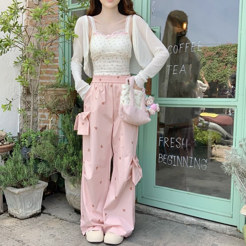 Plain Sheer Open-Front Cropped Cardigan