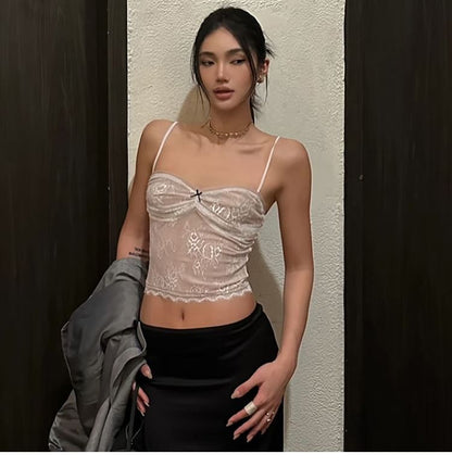 Lace-Trimmed Cropped Camisole