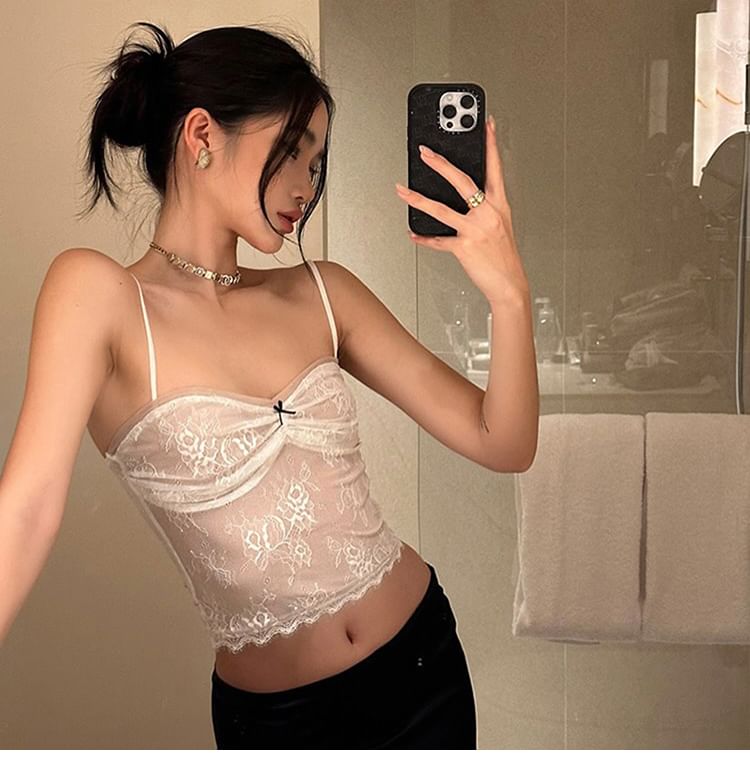 Lace-Trimmed Cropped Camisole