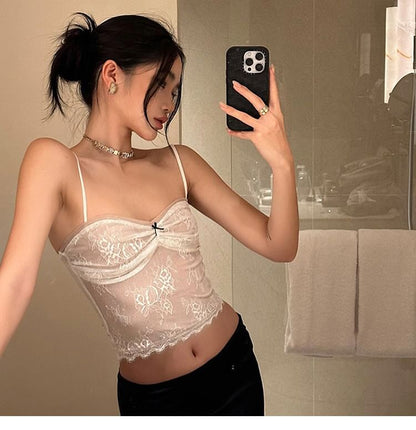 Lace-Trimmed Cropped Camisole