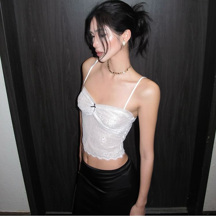 Lace-Trimmed Cropped Camisole