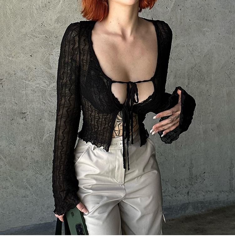 Plain Open-Front Cropped Cardigan