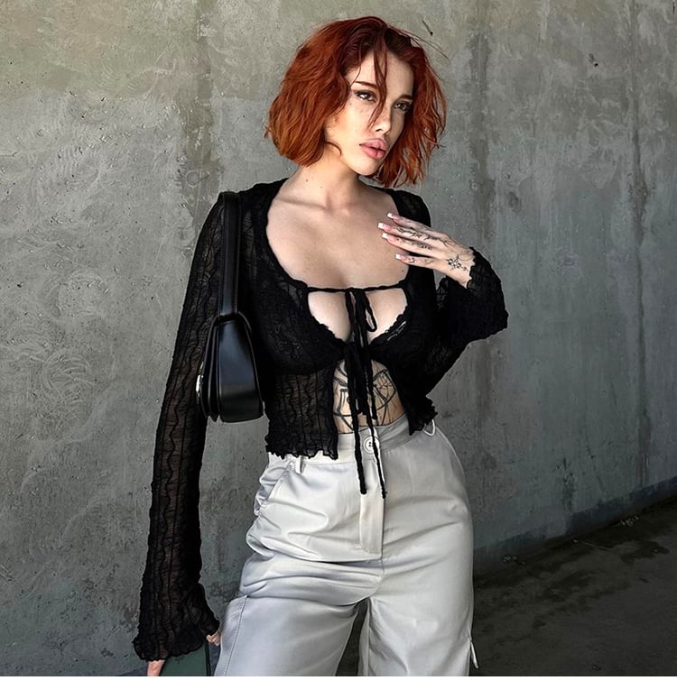 Plain Open-Front Cropped Cardigan