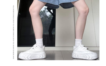 Elastic Waist Washed Denim Shorts