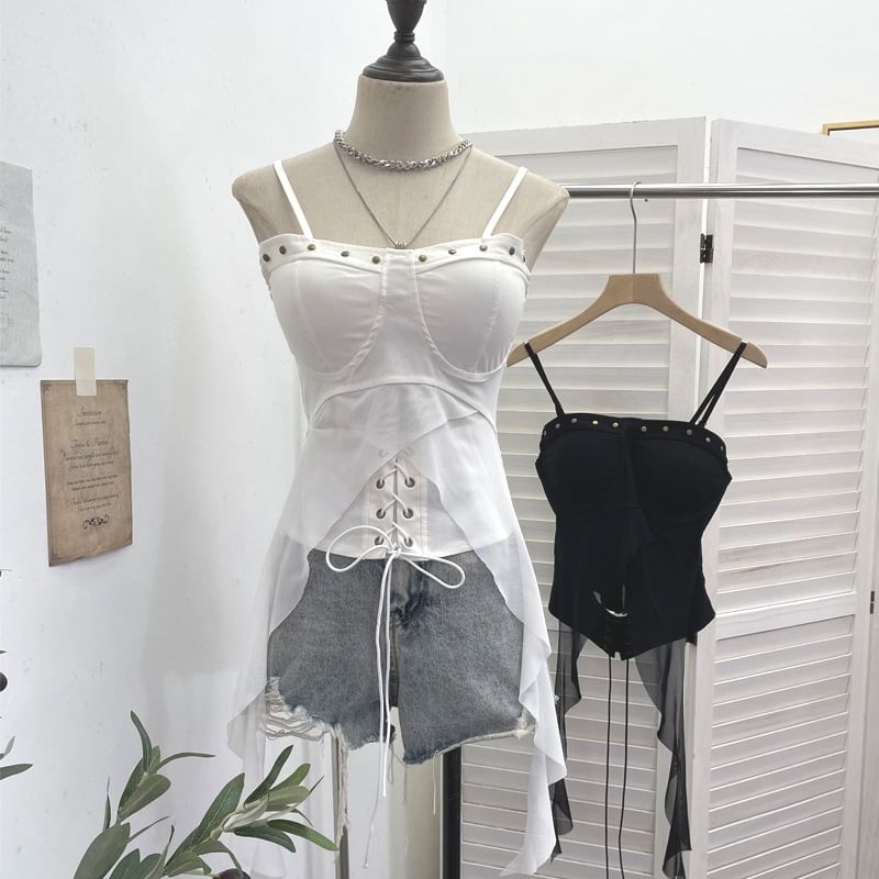 Studded Lace Padded Camisole Top