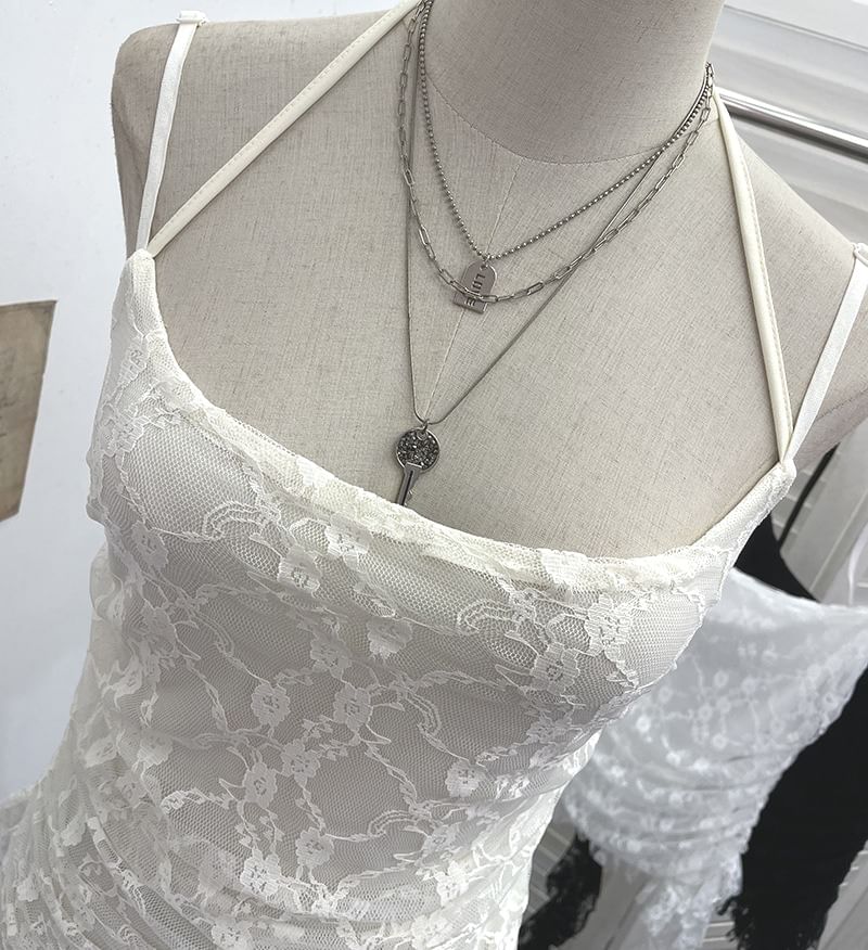 Ruched Ruffle Lace Cami