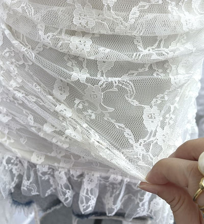 Ruched Ruffle Lace Cami