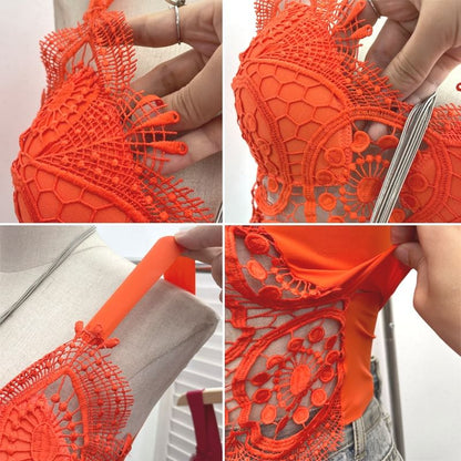 Padded Lace Camisole Top in Solid Color