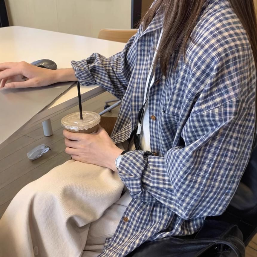 Plaid Button-Up Shirt