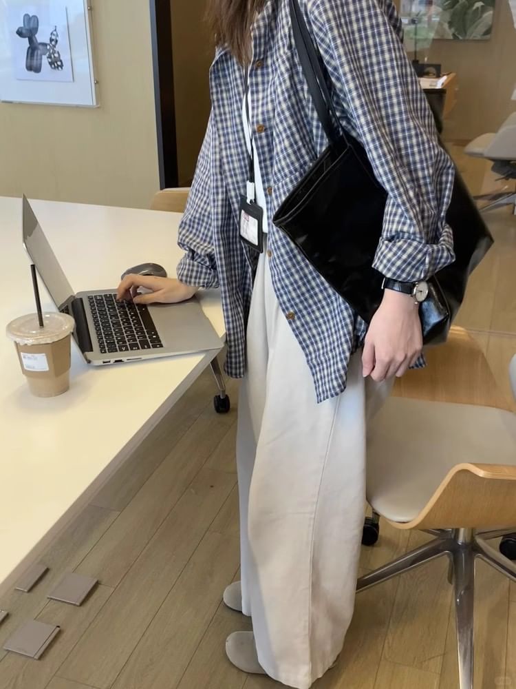 Plaid Button-Up Shirt