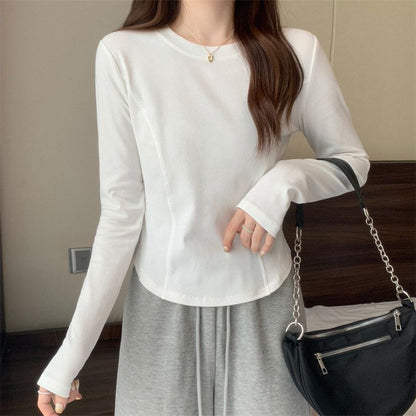 Plain Round-Neck Long-Sleeved Tee