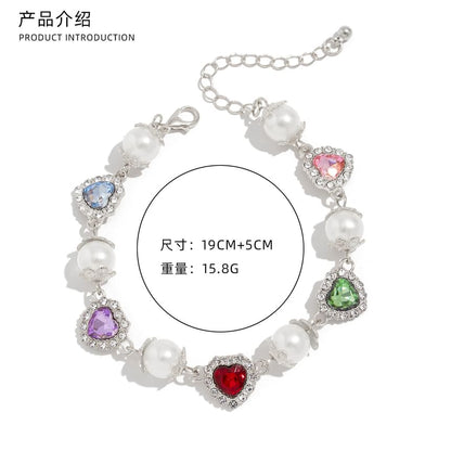 Rhinestone Faux Pearl Alloy Station Bracelet (Various Designs)
