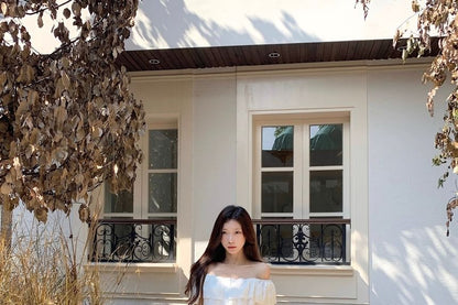 Off Shoulder Lace Panel Blouse