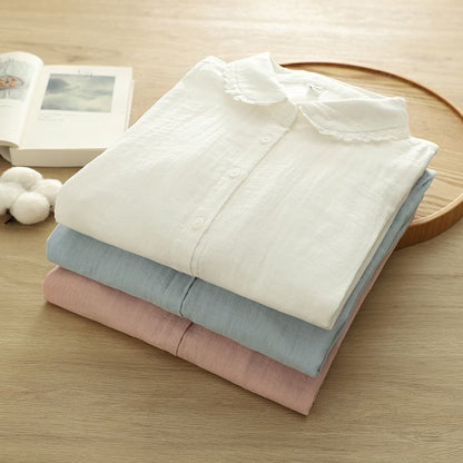 Puff Sleeve Lace Trim Shirt