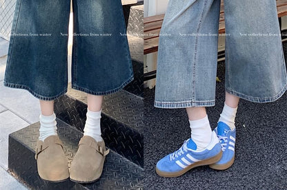 Mid Waist Washed Wide Leg Jorts