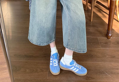 Mid Waist Washed Wide Leg Jorts