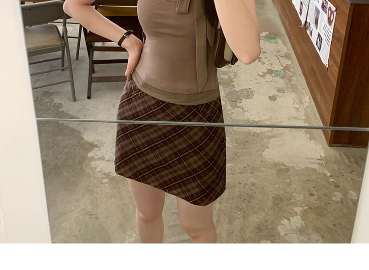 Mock Neck Lace Mesh Tie-Up Sleeveless Top