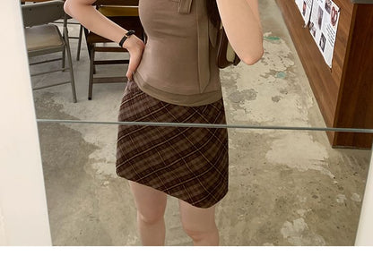 Mock Neck Lace Mesh Tie-Up Sleeveless Top