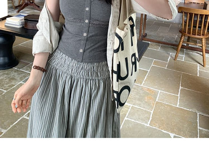 V-Neck Button Front Lace Cami