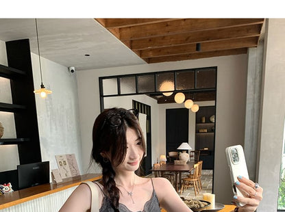 V-Neck Button Front Lace Cami