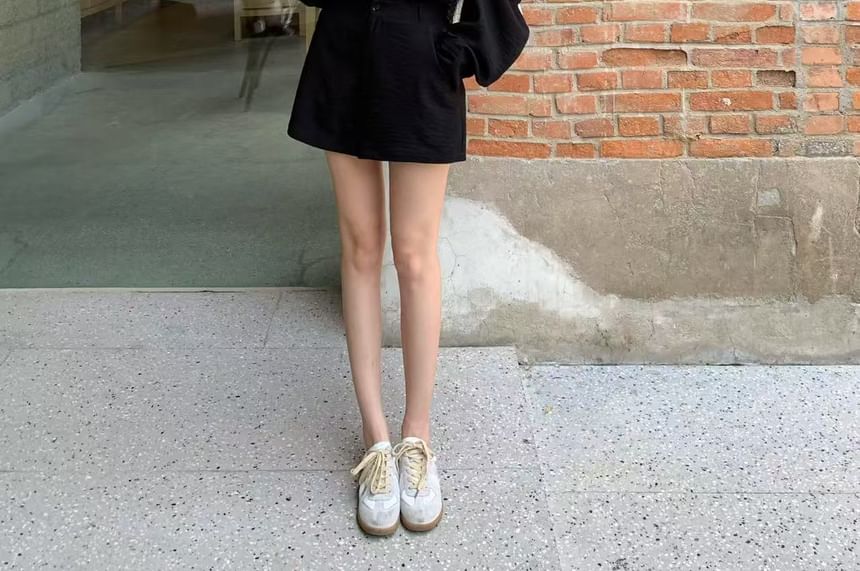 Collared Long Sleeve Shirt & Mini A-Line Skirt Set