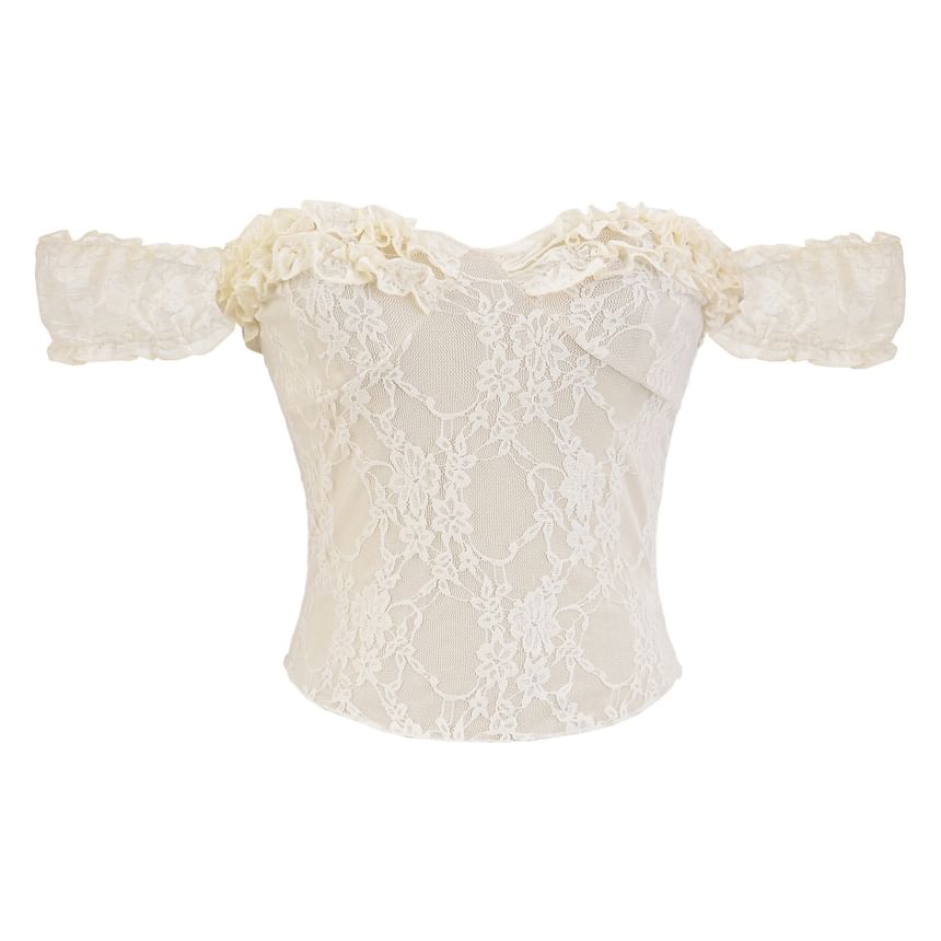 Off Shoulder Frill Lace Top
