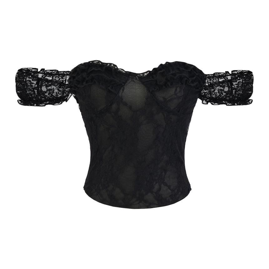 Off Shoulder Frill Lace Top