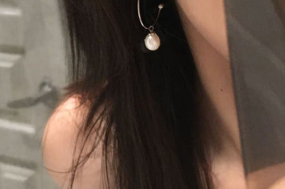 Faux Pearl Open Drop Earring Hoop