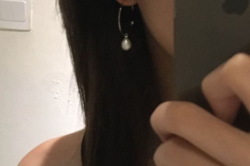 Faux Pearl Open Drop Earring Hoop