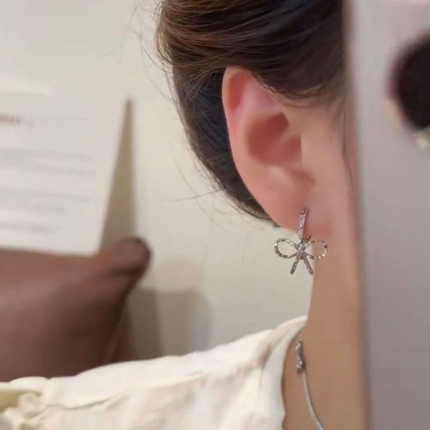 Drop Bow Huggie Earring
