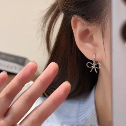 Drop Bow Huggie Earring