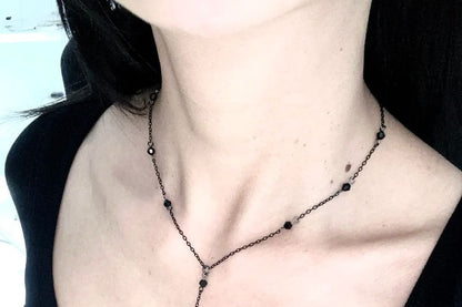 Chain Crystal Necklace Faux Station