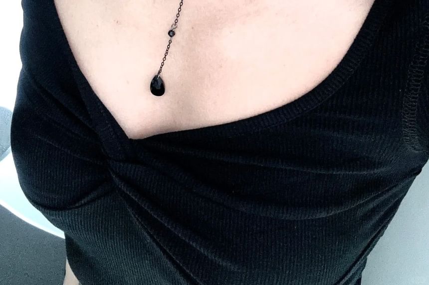 Chain Crystal Necklace Faux Station