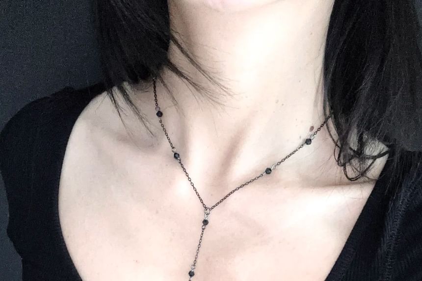 Chain Crystal Necklace Faux Station