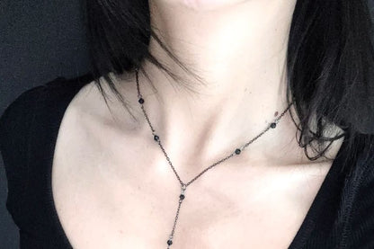 Chain Crystal Necklace Faux Station