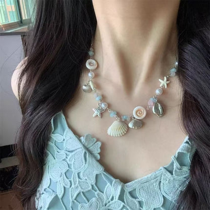Faux Shell Starfish Pearl Necklace
