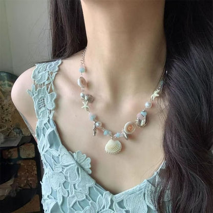 Faux Shell Starfish Pearl Necklace