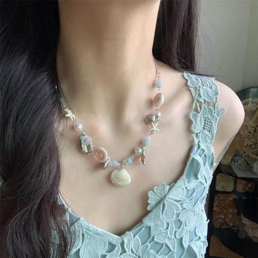 Faux Shell Starfish Pearl Necklace