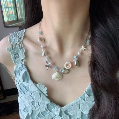 Faux Shell Starfish Pearl Necklace
