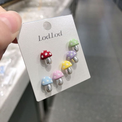 Ear Set of 6: Stud Mushroom
