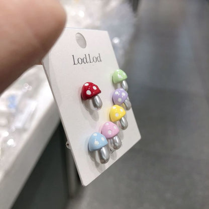Ear Set of 6: Stud Mushroom