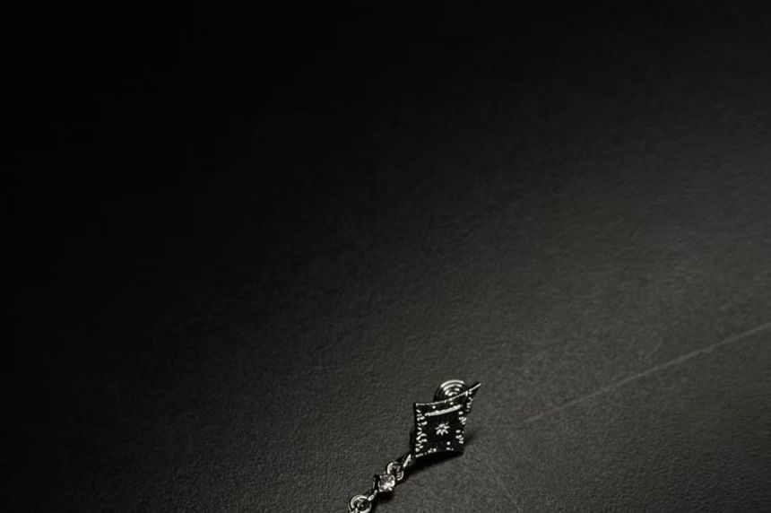 Drop Rhinestone Earring Clip-On Rhombus