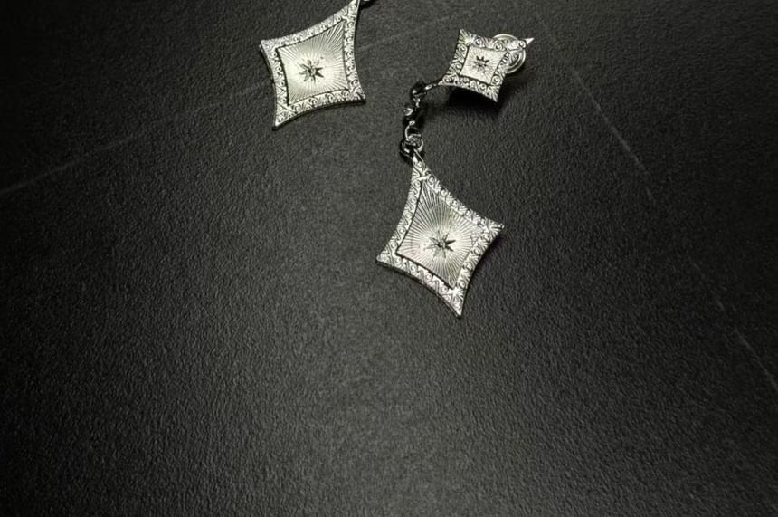 Drop Rhinestone Earring Clip-On Rhombus