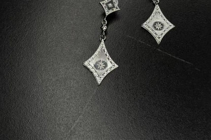 Drop Rhinestone Earring Clip-On Rhombus