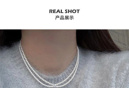 Pearl Pendant Layered Faux Necklace Gemstone