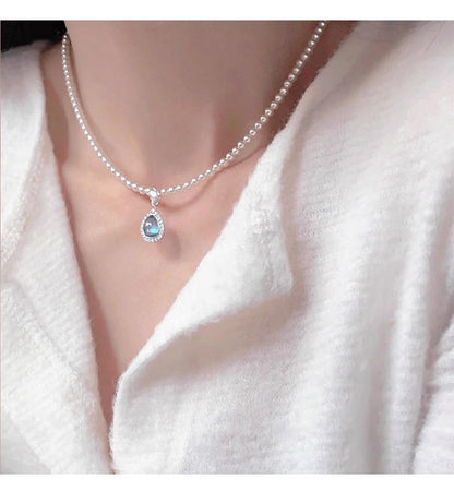 Pearl Pendant Layered Faux Necklace Gemstone