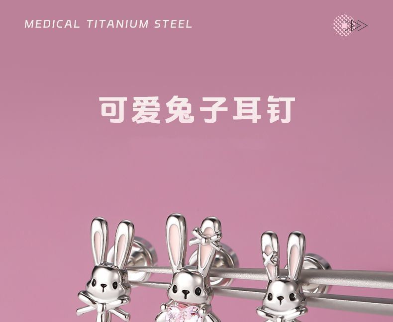 Set Ear of 3: Rabbit Stud Rhinestone