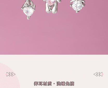 Set Ear of 3: Rabbit Stud Rhinestone