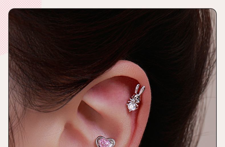Set Ear of 3: Rabbit Stud Rhinestone