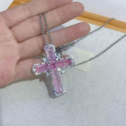 Pendant Necklace Cross Rhinestone